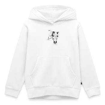 Haflinger Hafi Alpenquarter - Sweat Premium à capuche enfant bio - blanc - Devant - AI Model Kid Female (0cm)