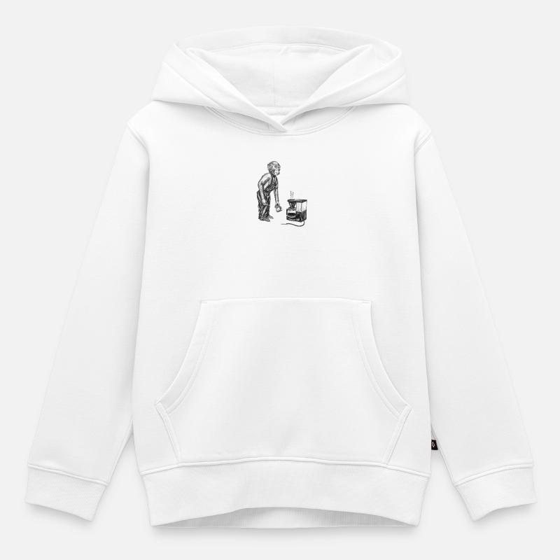 Singe et café - Sweat Premium à capuche enfant bio - blanc