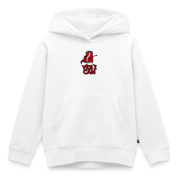 Cola Getränkedose Superheld Cartoon , Yes I can - Kinder Premium Organic Hoodie - Weiß - Vorne - AI Model Kid Female (0cm)