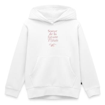 Soeur future Mariée. EVJF Team future mariée - Sweat Premium à capuche enfant bio - blanc - Devant - AI Model Kid Female (0cm)