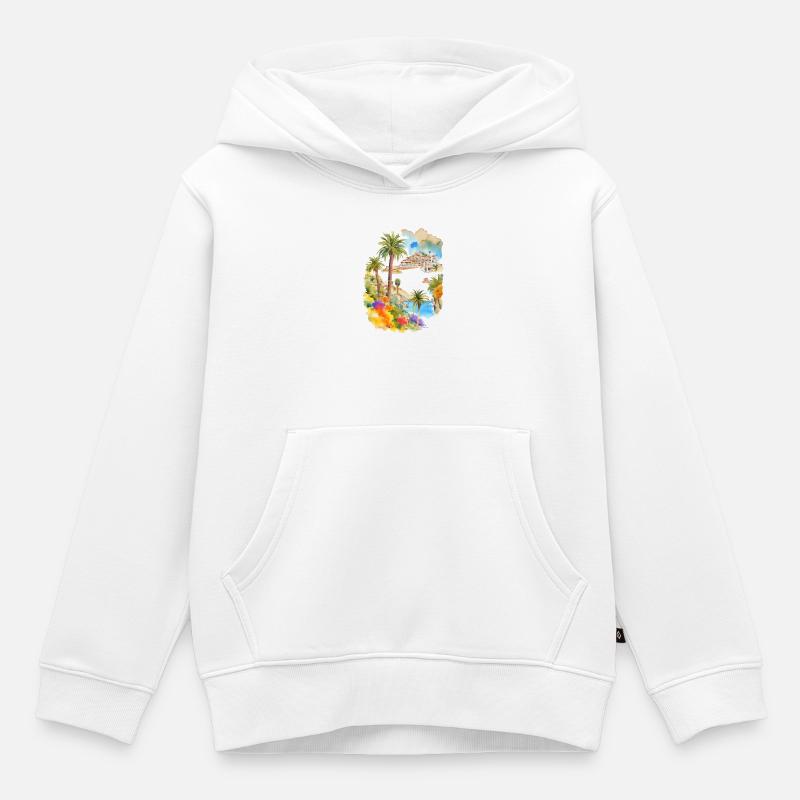 Vacances aux îles Canaries - Sweat Premium à capuche enfant bio - blanc
