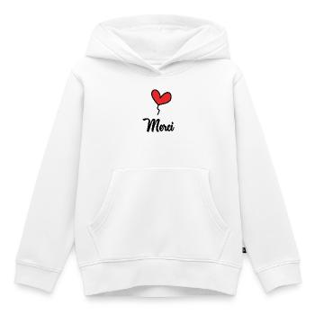 THANK YOU. THANKS. THANK YOU. ANNIVERSARY. BIRTH. - Kids Premium Organic Hoodie - white - Front - AI Model Kid Female (0cm)