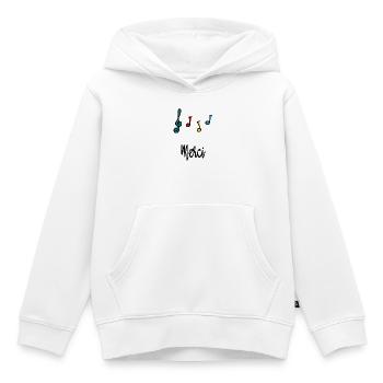 MERCI. MAÎTRESSE. MAÎTRE. MERCI MAÎTRESSE - Sweat Premium à capuche enfant bio - blanc - Devant - AI Model Kid Female (0cm)