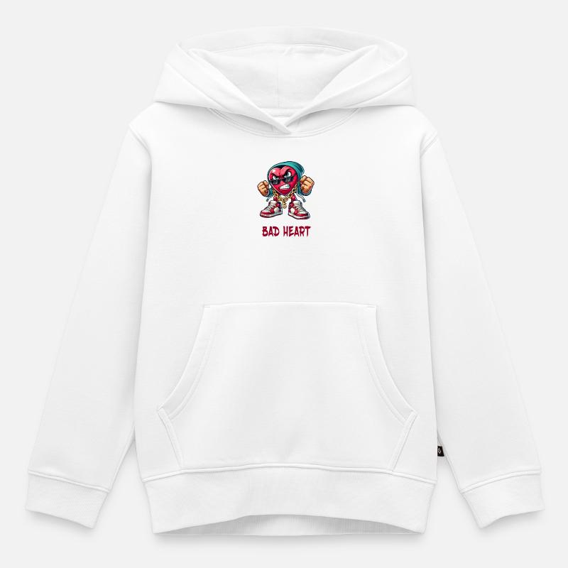 Design en forme de cœur maléfique - Sweat Premium à capuche enfant bio - blanc