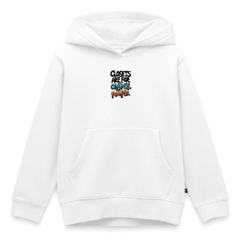 CLOSETS ARE FOR CLOTHES NOT PEOPLE - Kids Premium Organic Hoodie - white - Front - AI Model Kid Female (0cm)