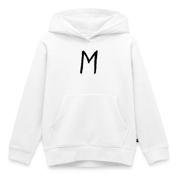 Buchstaben M - Kinder Premium Organic Hoodie - Weiß - Vorne - AI Model Kid Female (0cm)