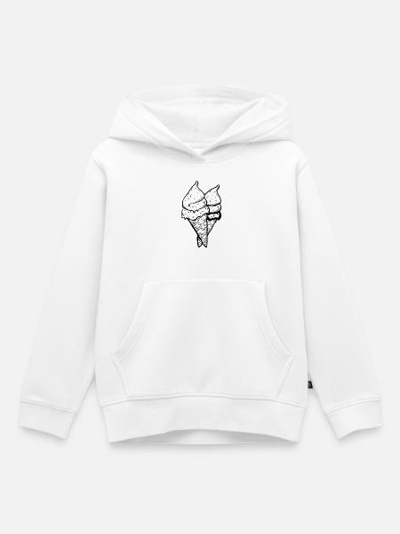 Eiswaffeln Zeichnung - Kinder Premium Organic Hoodie - Weiß