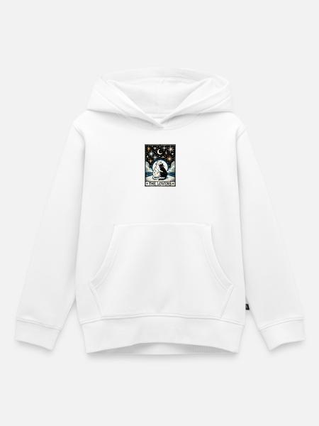 Nächtliche Katzenliebhaber-Illustration - Kinder Premium Organic Hoodie - Weiß