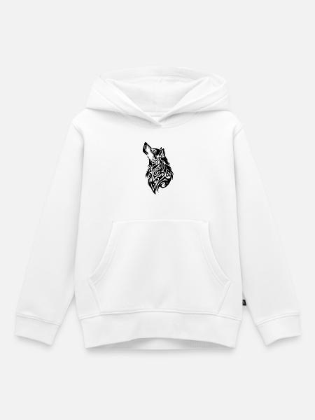 Wolf Tribal Tattoo - Kinder Premium Organic Hoodie - Weiß