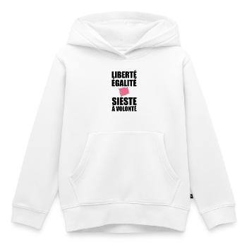 Liberté Égalité Sieste à Volonté drôle français - Sweat Premium à capuche enfant bio - blanc - Devant - AI Model Kid Female (0cm)
