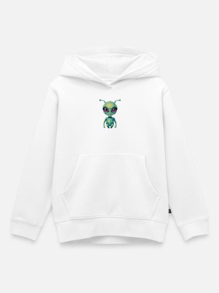 Alien - Cooles Low-Poly-Logo - Kinder Premium Organic Hoodie - Weiß