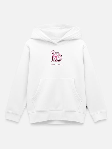 Silent Grace  elegante Katze - Kinder Premium Organic Hoodie - Weiß