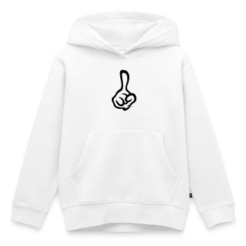 Raised index finger (finger / right hand / 1C) - Kids Premium Organic Hoodie - white - Front - AI Model Kid Female (0cm)