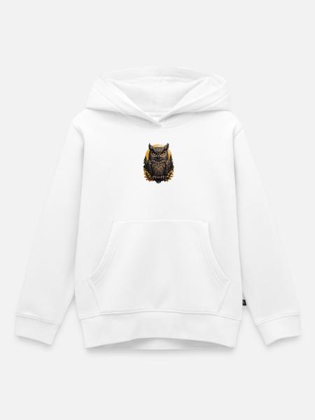 Weise Eulen im Herbstwald - Kinder Premium Organic Hoodie - Weiß
