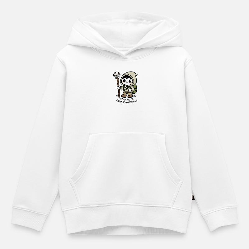 Je peux pas j'ai chemin de compostelle - Sweat Premium à capuche enfant bio - blanc