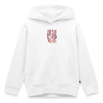 Purr Love Chat minimaliste avec fil - Sweat Premium à capuche enfant bio - blanc - Devant - AI Model Kid Female (0cm)
