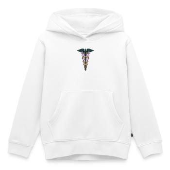 Caduceus Doppel Damen - Kinder Premium Organic Hoodie - Weiß - Vorne - AI Model Kid Female (0cm)
