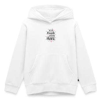 Aus dem Bauch mitten ins Herz | Babys & Geburt - Kinder Premium Organic Hoodie - Weiß - Vorne - AI Model Kid Female (0cm)