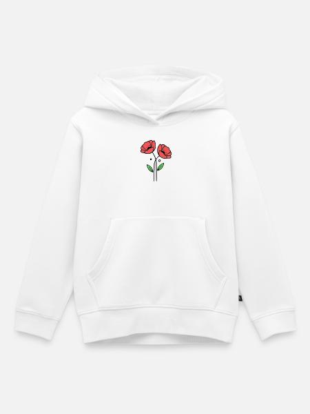 mohnblume-mohnblumen-minimalistisch-line-art-5 - Kinder Premium Organic Hoodie - Weiß
