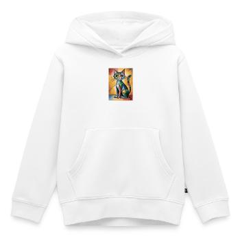 Cat Cubic - Kids Premium Organic Hoodie - white - Front - AI Model Kid Female (0cm)