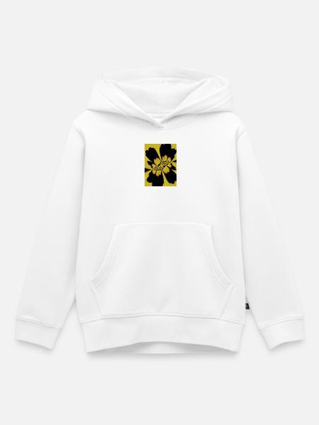 Gelb Schwarz Blume - Kinder Premium Organic Hoodie - Weiß