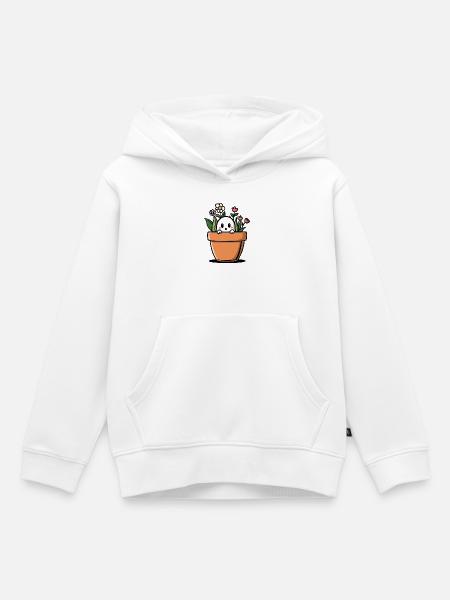 Schüchterner Geist hinter Blumentopf - Kinder Premium Organic Hoodie - Weiß