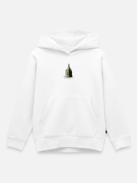 Low Poly Schach Dame Frauenkirche - Kinder Premium Organic Hoodie - Weiß