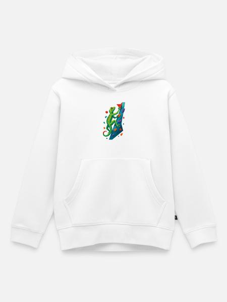 Bouldern Gecko Klettertier Klettern Echse Geschenk - Kinder Premium Organic Hoodie - Weiß
