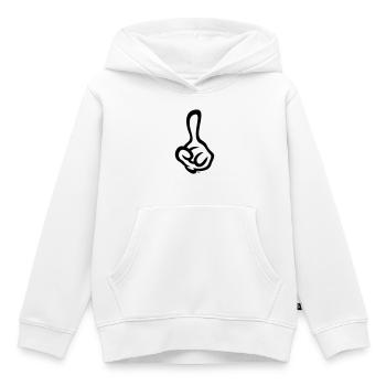 Raised index finger (finger / left hand / 1C) - Kids Premium Organic Hoodie - white - Front - AI Model Kid Female (0cm)