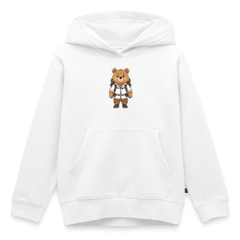 Abenteuerbär mit Rucksack - Kinder Premium Organic Hoodie - Weiß - Vorne - AI Model Kid Female (0cm)