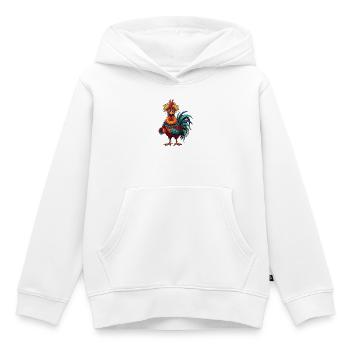 Lebhafter Hahn mit Kaffeetasse - Kinder Premium Organic Hoodie - Weiß - Vorne - AI Model Kid Female (0cm)