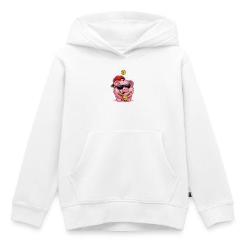 Tirelire sympa avec chaîne à un dollar - Sweat Premium à capuche enfant bio - blanc - Devant - AI Model Kid Female (0cm)