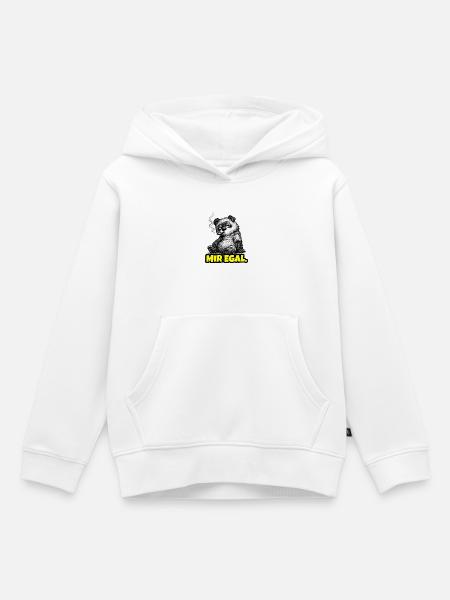 Mir egal. – Grumpy Bär (Sarkasmus Sketch) - Kinder Premium Organic Hoodie - Weiß