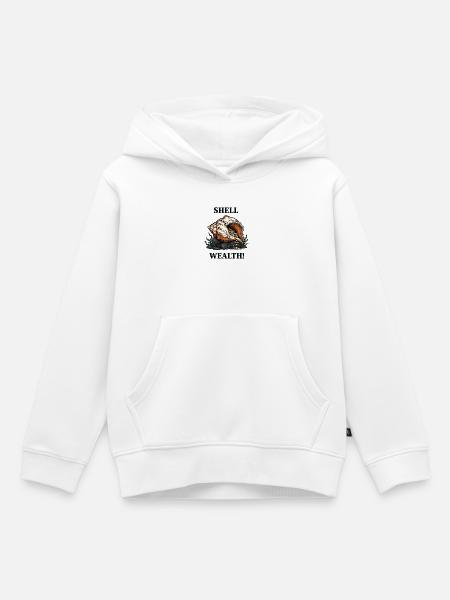 Muschelvermögen Muschelperlen Reichtum - Kinder Premium Organic Hoodie - Weiß