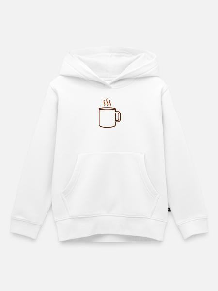 Kaffeetasse Dampf Outline - Kinder Premium Organic Hoodie - Weiß
