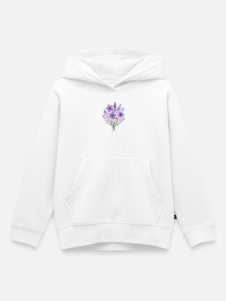 Lavendel Wasserfarben Bouquet - Kinder Premium Organic Hoodie - Weiß