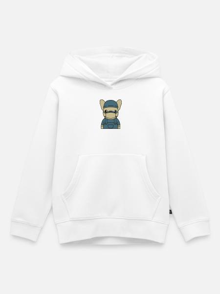 Frenchie Pflegekraft OP Maske - Kinder Premium Organic Hoodie - Weiß