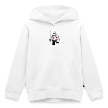 chevalier - Sweat Premium à capuche enfant bio - blanc - Devant - AI Model Kid Female (0cm)