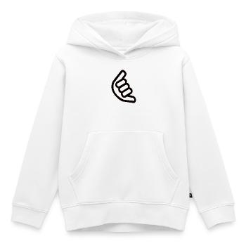 Signe de la main Shaka – Signe de surfeur - Sweat Premium à capuche enfant bio - blanc - Devant - AI Model Kid Female (0cm)