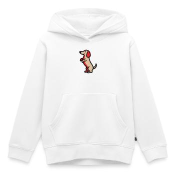 Petit teckel Mec Comic - Sweat Premium à capuche enfant bio - blanc - Devant - AI Model Kid Female (0cm)