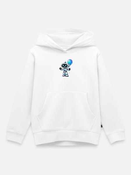 Kleiner Roboter mit Ballon - Kinder Premium Organic Hoodie - Weiß