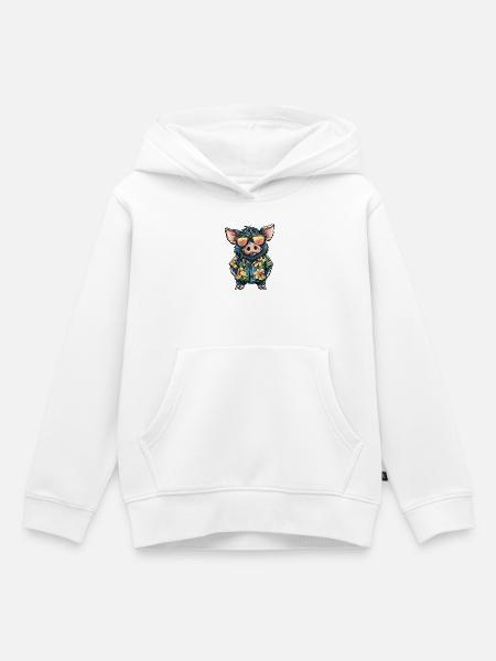 Schwein Comic Urlaub Wildschwein - Kinder Premium Organic Hoodie - Weiß
