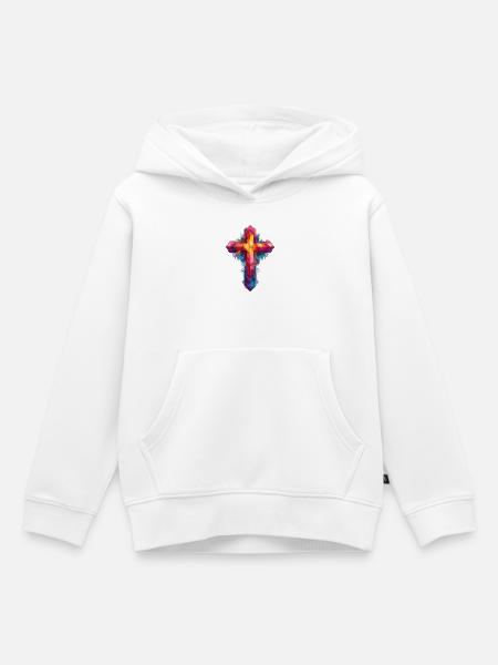 Kreuz Christentum - Kinder Premium Organic Hoodie - Weiß