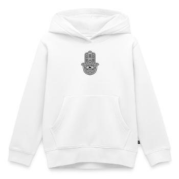 Panneau Hamsa - Sweat Premium à capuche enfant bio - blanc - Devant - AI Model Kid Female (0cm)