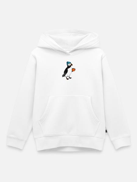 Kaffee Puffin - Kinder Premium Organic Hoodie - Weiß