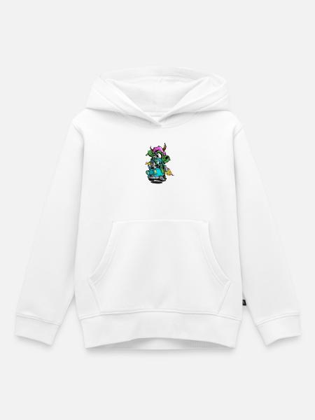 Flaming Monster Roadster - Kinder Premium Organic Hoodie - Weiß