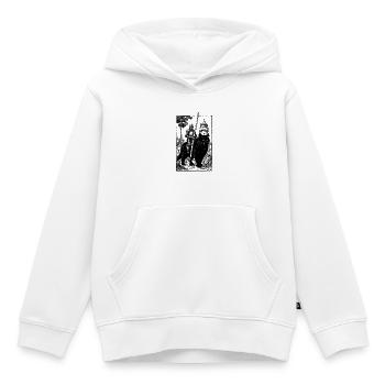 Chevalier sur Chat - Sweat Premium à capuche enfant bio - blanc - Devant - AI Model Kid Female (0cm)