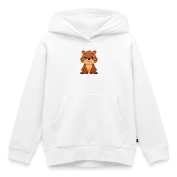 Bébé castor - Sweat Premium à capuche enfant bio - blanc - Devant - AI Model Kid Female (0cm)