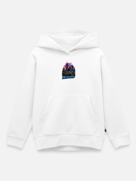 Melbourne Pop Art Skyline Sunset - Kinder Premium Organic Hoodie - Weiß