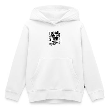Je fais toutes mes cascades moi-même, mais pas intentionnellement - Sweat Premium à capuche enfant bio - blanc - Devant - AI Model Kid Female (0cm)